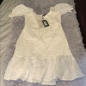 Nasty Gal lace up Broderie mini dress